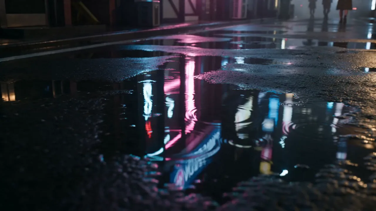 Seedance 2.0 Mini test clip — a neon-lit rain-soaked cyberpunk alley with a lateral tracking shot